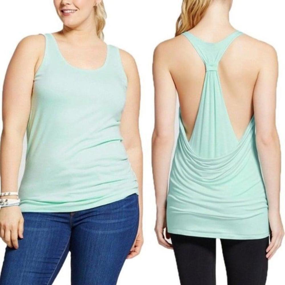 Champion XL Drape Racerback Tank Top Duo Dry Wicking Aqua Green NEW WITH TAG